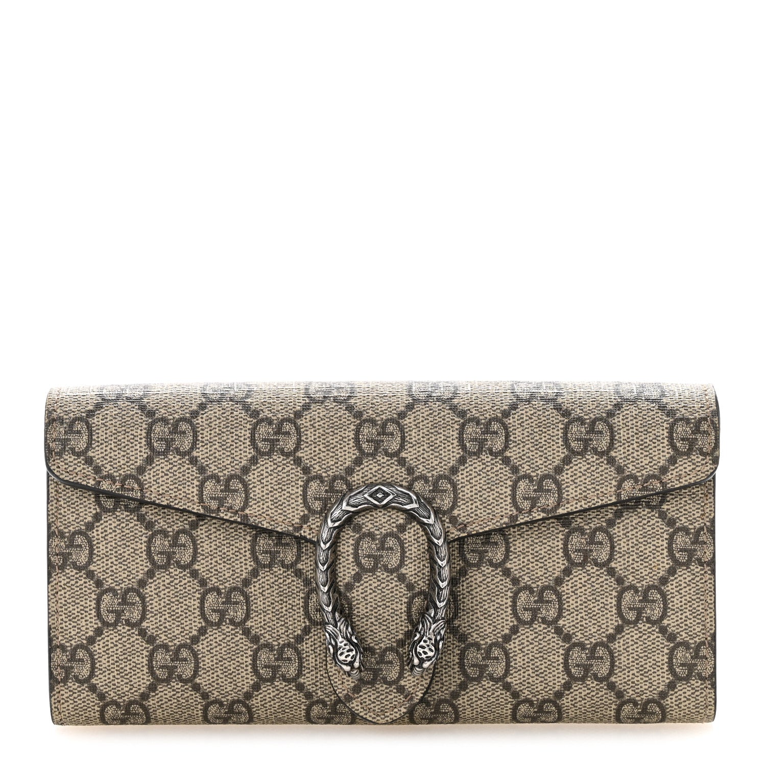 Gucci GG Supreme Monogram Dionysus Chain Clutch Wallet Beige Taupe 1 of 9