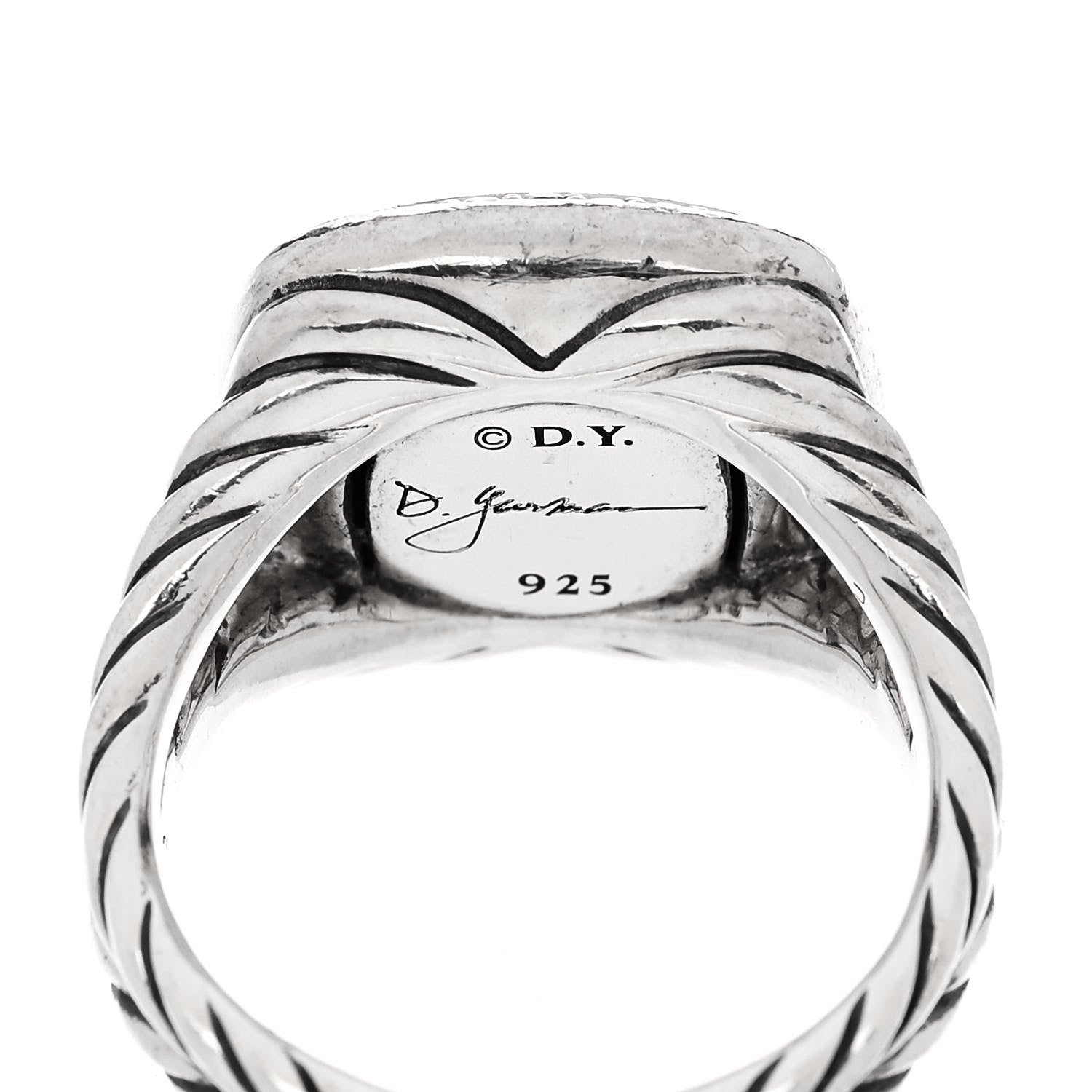David Yurman Sterling Silver Diamond 11mm Albion Pave Ring 52 6 5 of 5