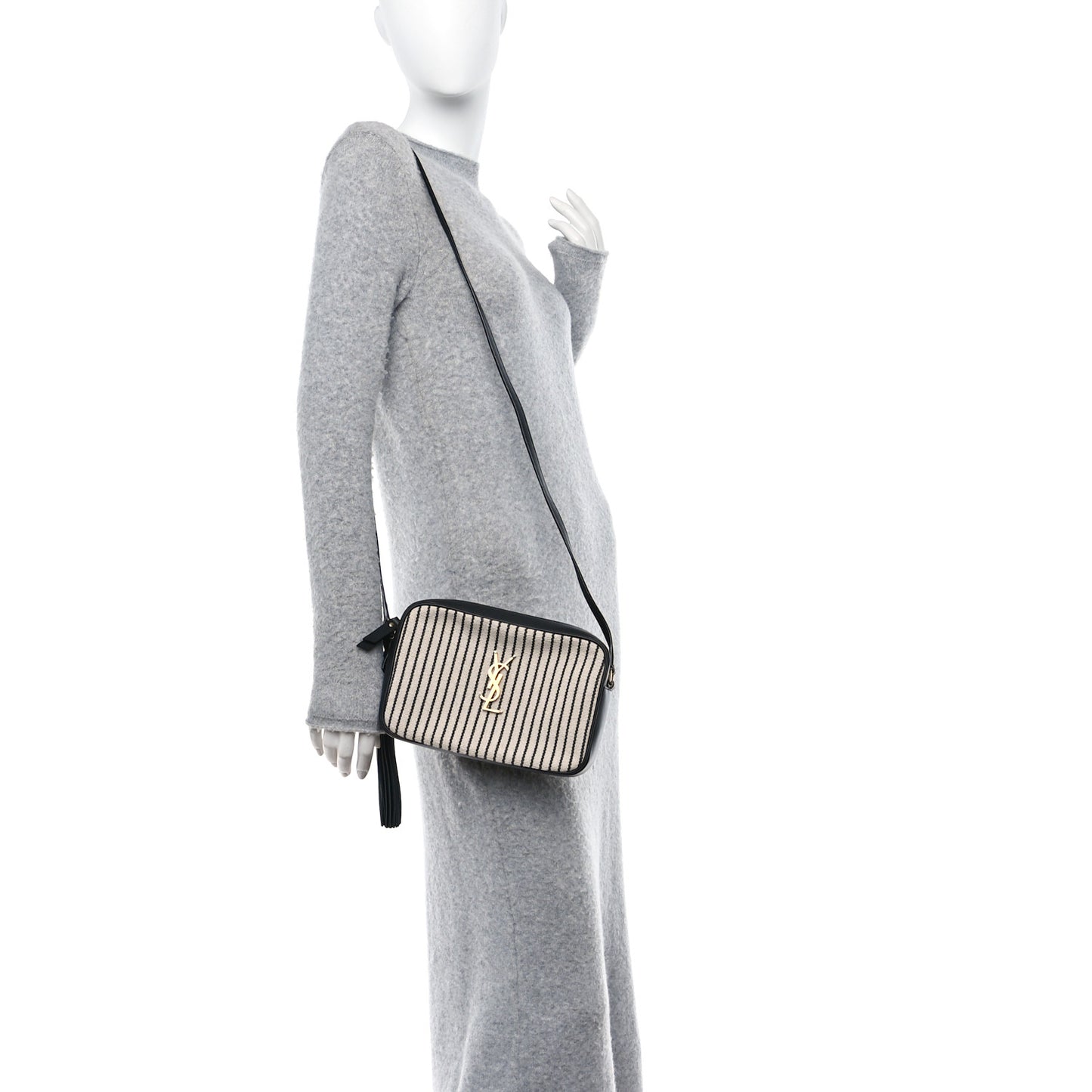 Canvas Calfskin Monogram Lou Camera Bag Black Grey Cream
