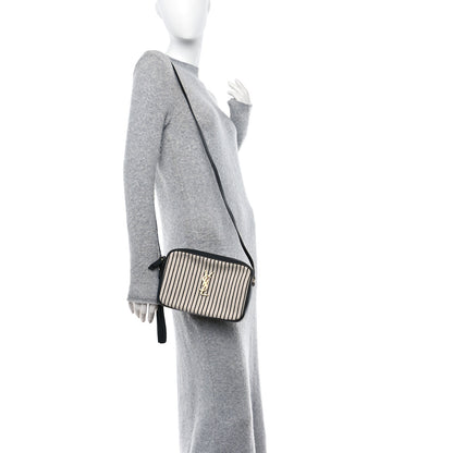 Saint Laurent Canvas Calfskin Monogram Lou Camera Bag Black Grey Cream 2 of 10