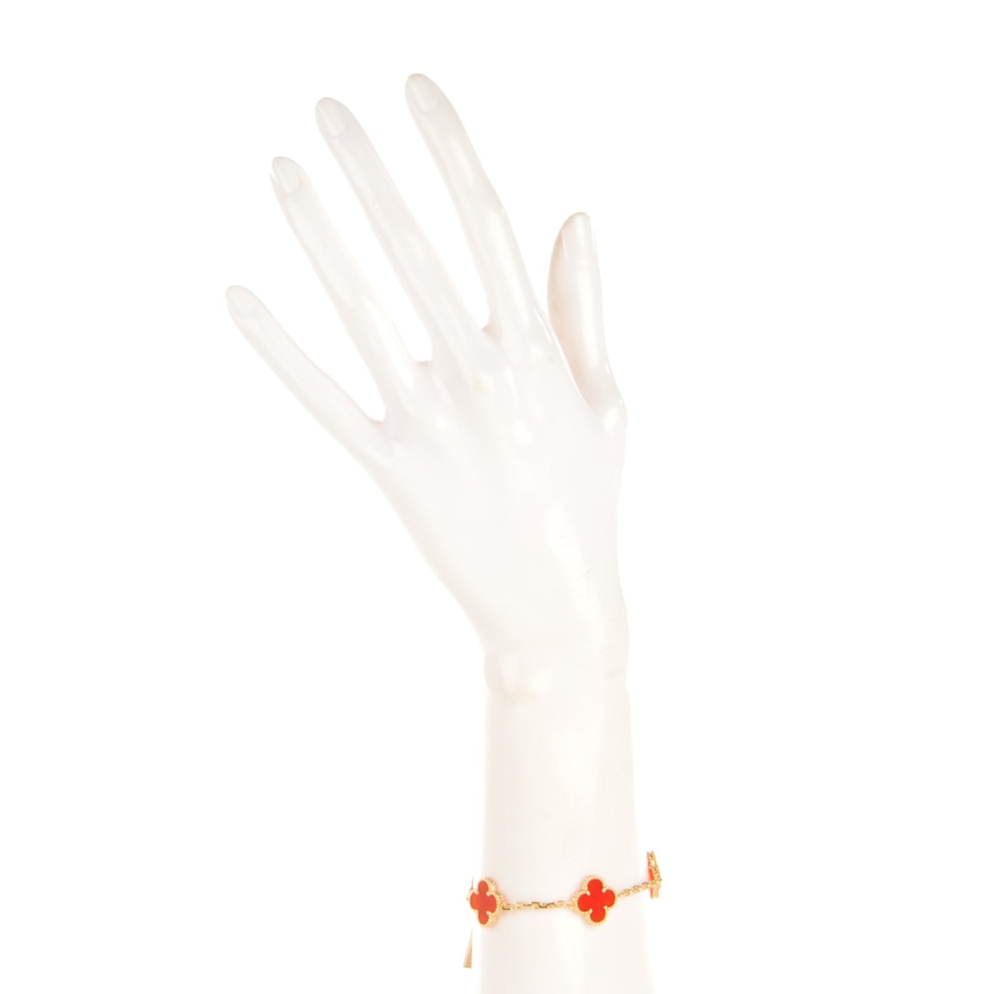 18K Yellow Gold Carnelian 5 Motifs Vintage Alhambra Bracelet