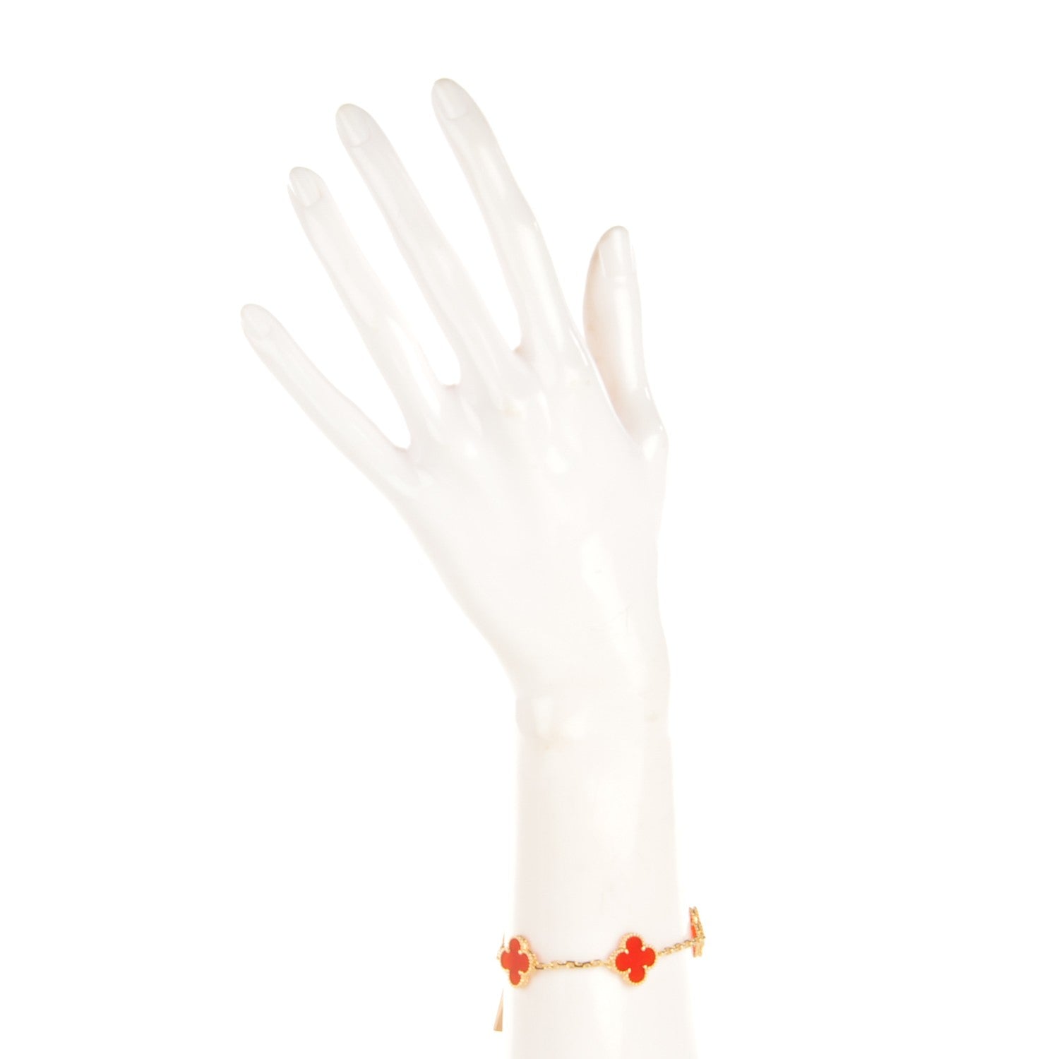 Van Cleef & Arpels 18K Yellow Gold Carnelian 5 Motifs Vintage Alhambra Bracelet 2 of 4