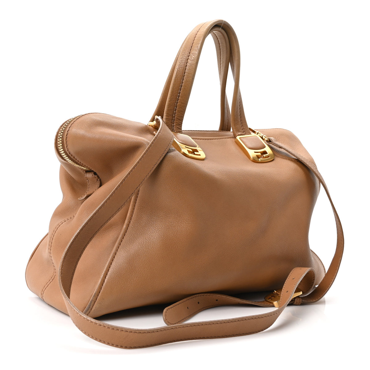 Fendi Vitello Dolce Marmol Large Chameleon Tote Camel 3 of 10