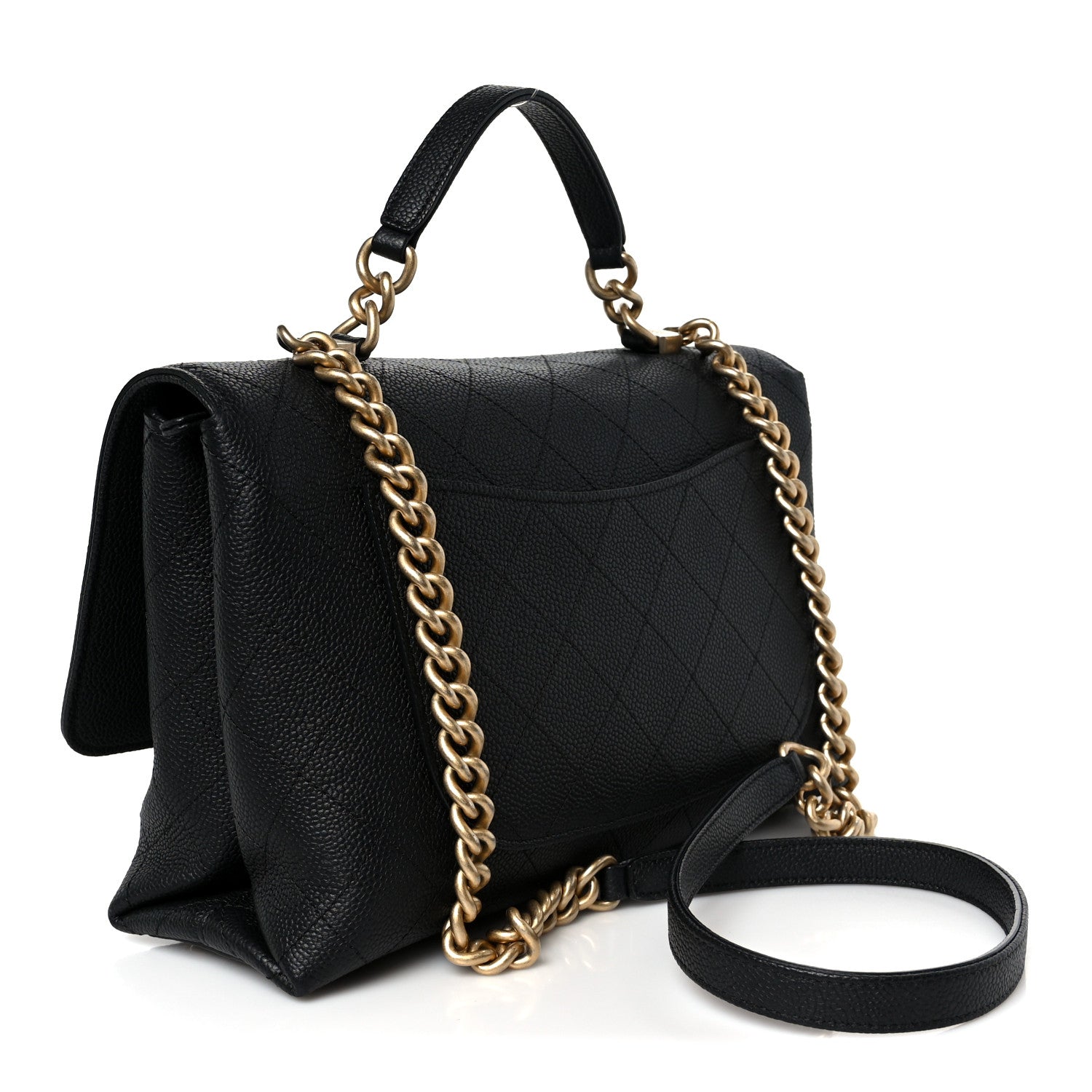 Chanel Grained Calfskin Stitched Flap Black 3 of 10
