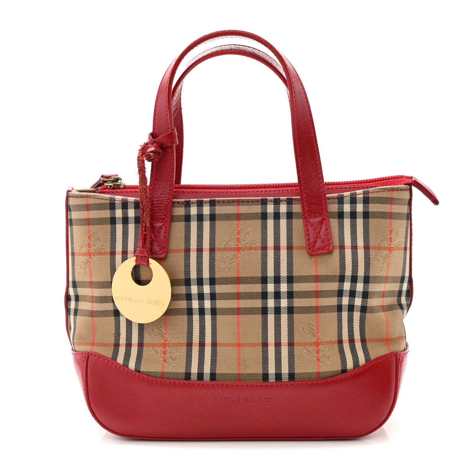 Burberry Haymarket Check Small Tote Red 1 of 13
