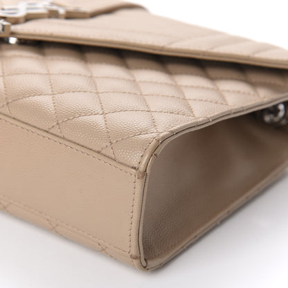 Saint Laurent Grain De Poudre Textured Mixed Matelasse Medium Triquilt Monogram Satchel Taupe 7 of 9