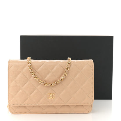 Chanel Caviar Quilted Wallet on Chain WOC Beige 13 of 13