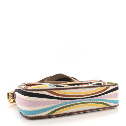 Fendi X SARA COLEMAN Canvas Vitello King Seta FF Fish Eye Embroidered Baguette Grezzo Multicolor Ghianda 4 of 11