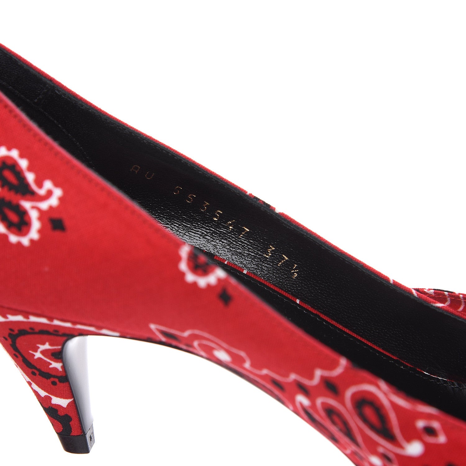 Saint Laurent Bandana Charlotte Kitten Heel Pumps 37.5 Red 6 of 9