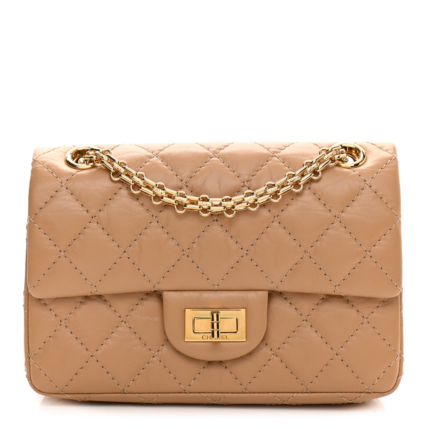 Aged Calfskin Quilted 2.55 Reissue Mini Flap Beige