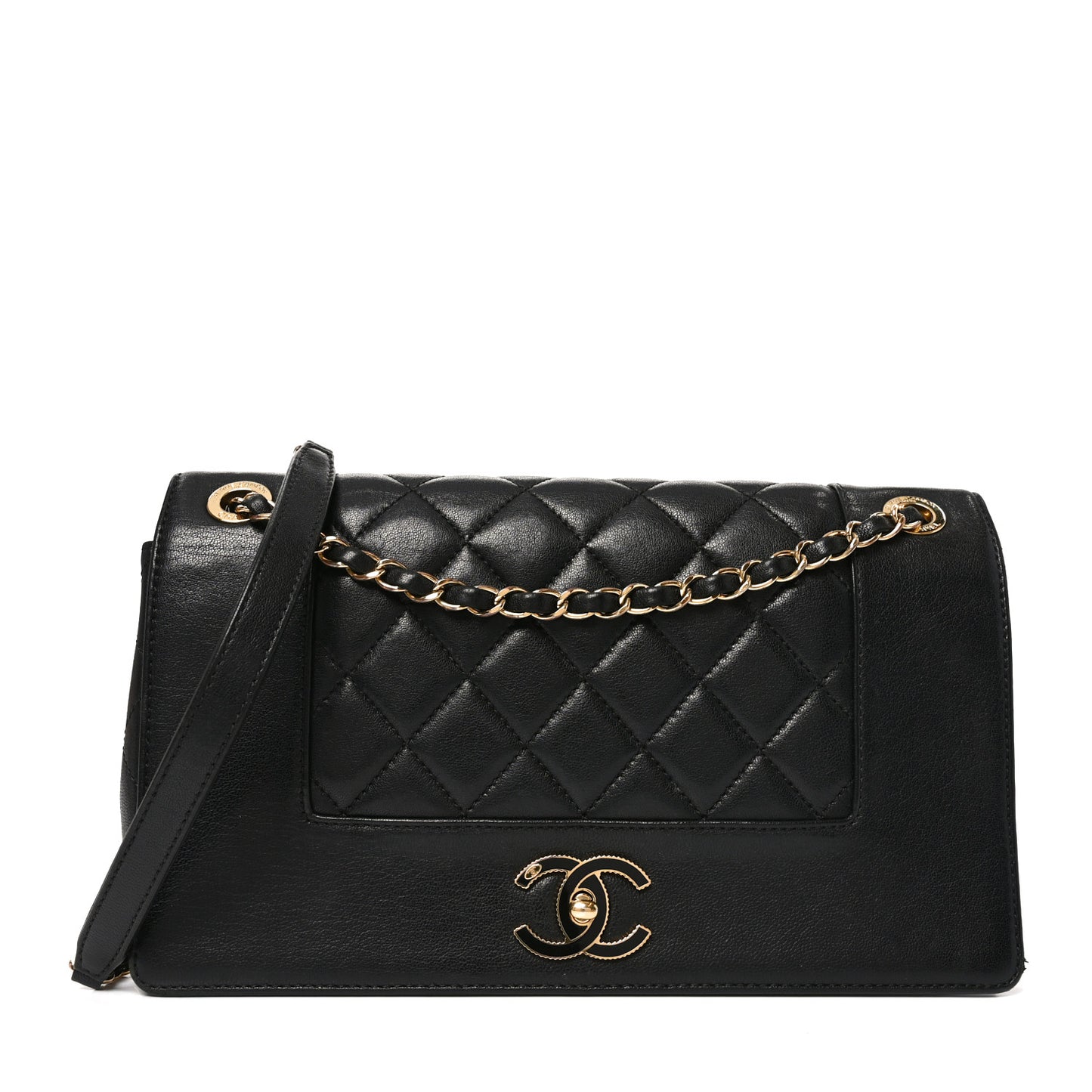 Sheepskin Quilted Vintage Mademoiselle Flap Black