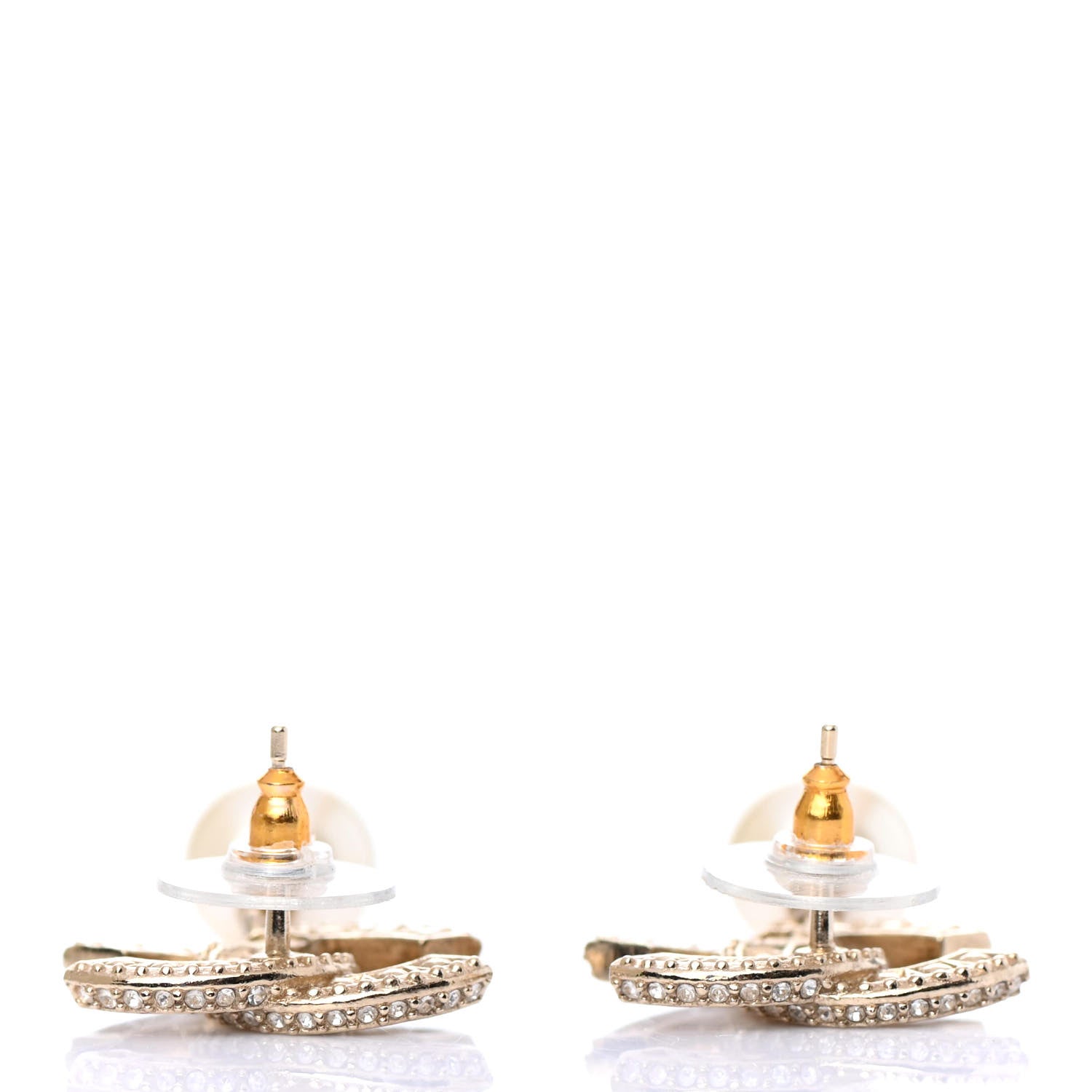 Chanel Crystal Pearl CC Drop Earrings Gold 3 of 4