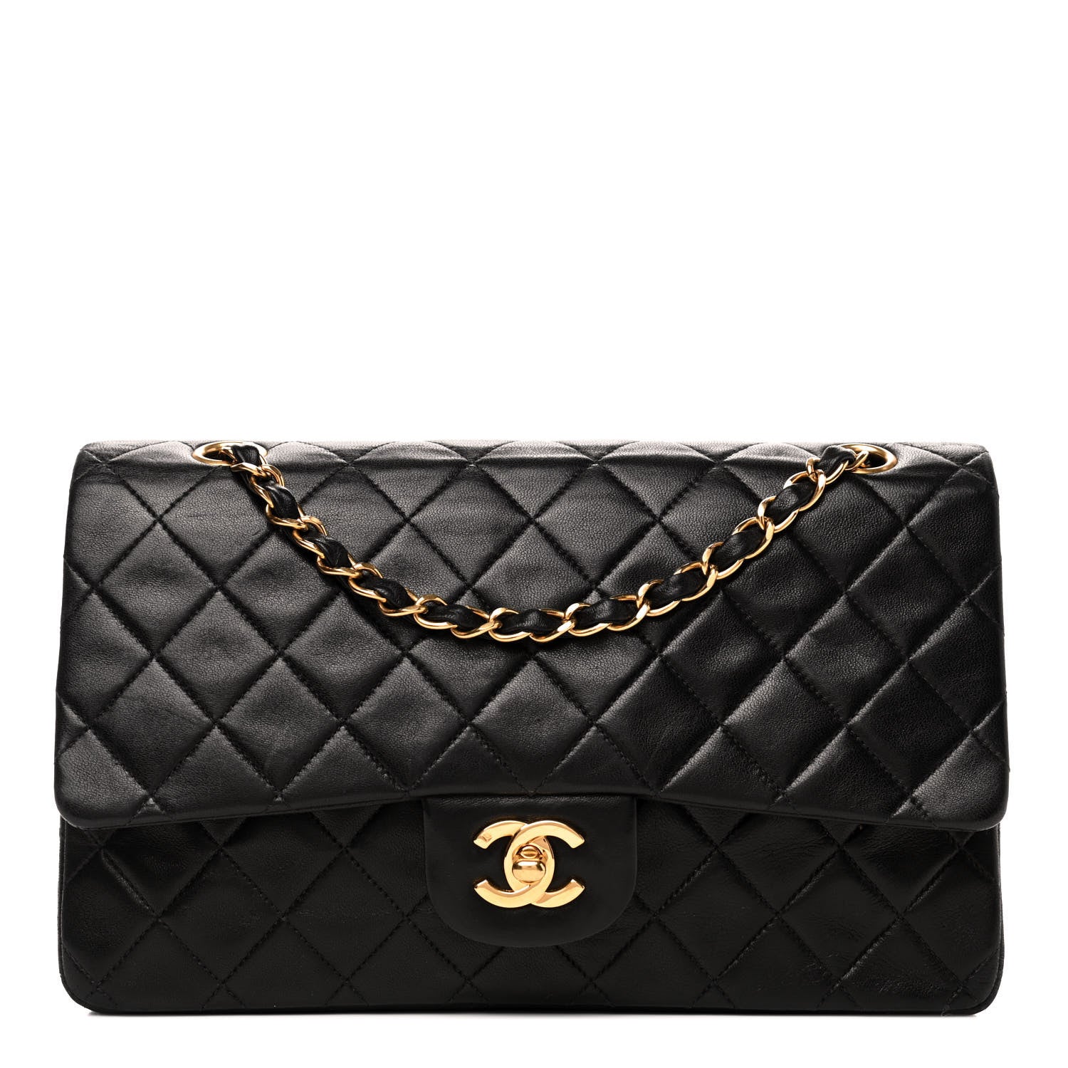 Chanel Lambskin Quilted Medium Double Flap Black 1 of 9