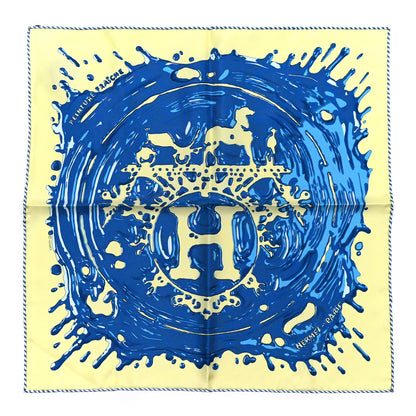 Hermes Silk Peinture Fraiche Scarf 45 Jaune Soufre Bleu 1 of 5