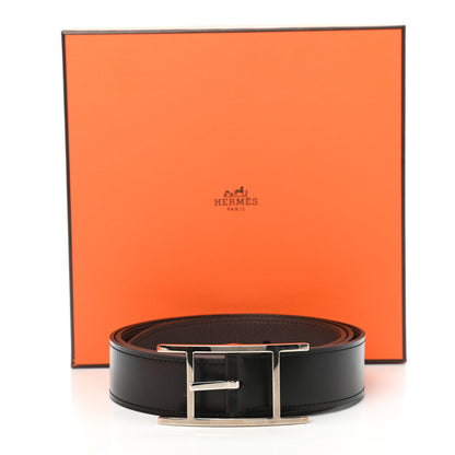 Hermes Box Togo 32mm Quentin Belt 95 Black Chocolate 8 of 8