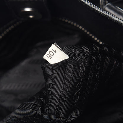 Prada Calfskin Zebra Striped Tote Bag Black 8 of 15