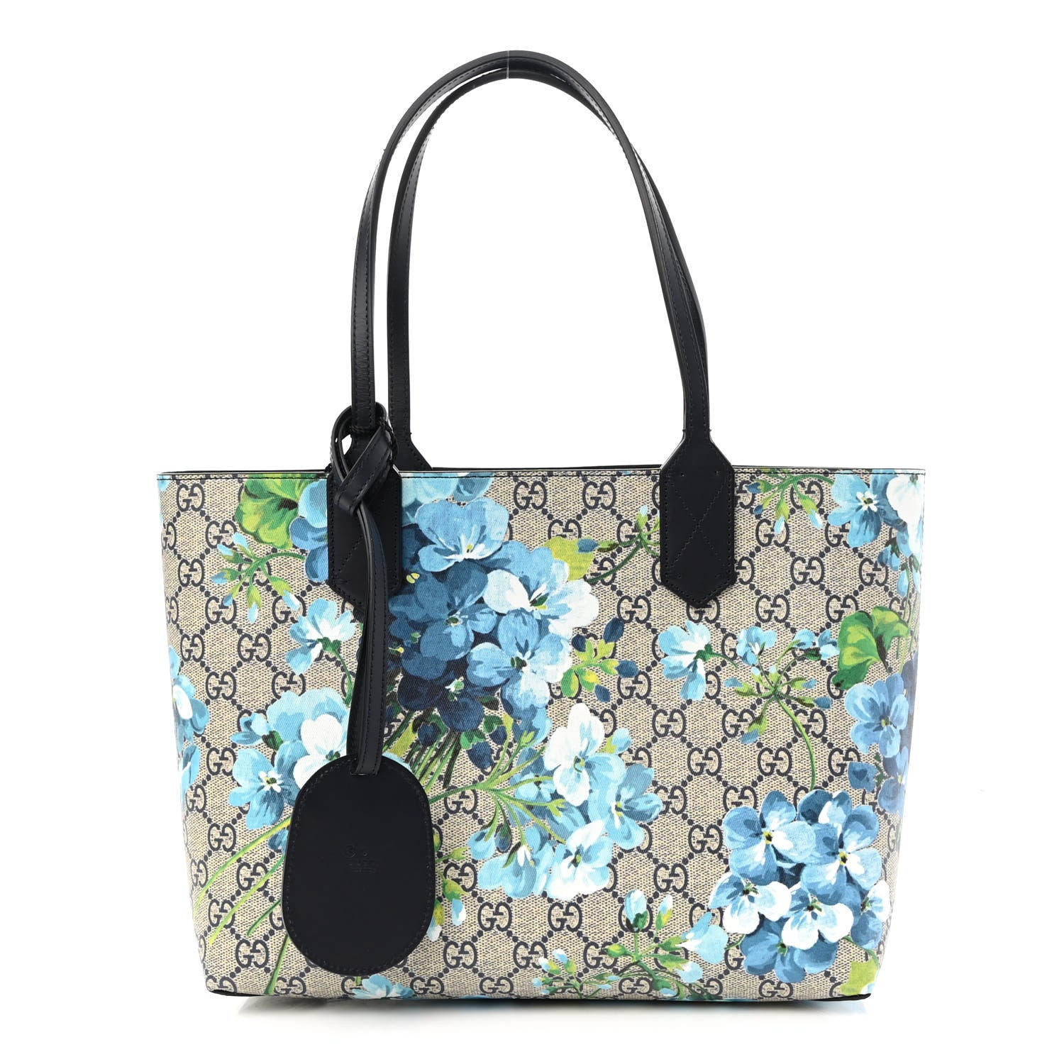 Gucci GG Supreme Monogram Blooms Small Reversible Tote Beige Blue Navy 1 of 11
