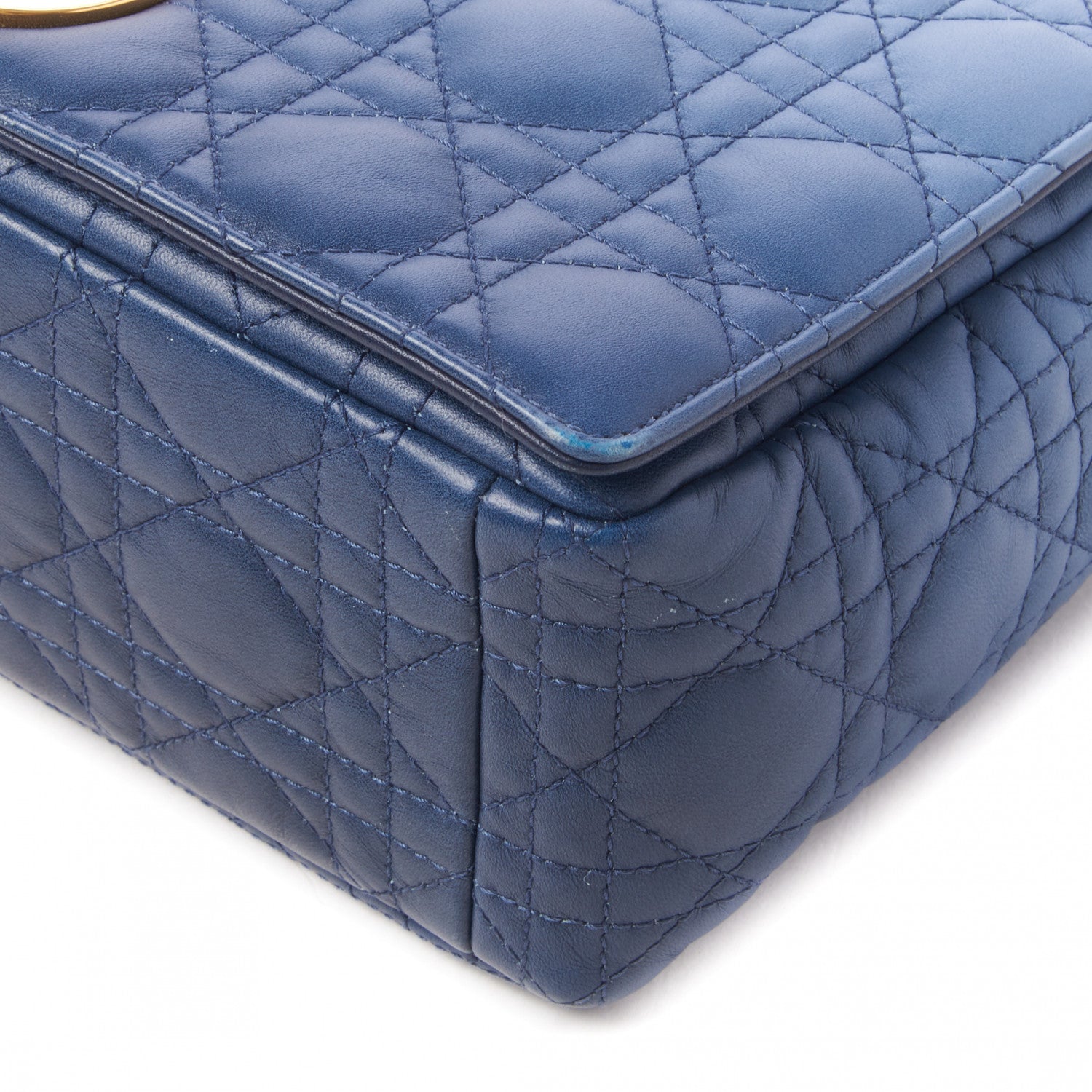 Christian Dior Lambskin Cannage Gradient Large Caro Bag Indigo Blue 4 of 9