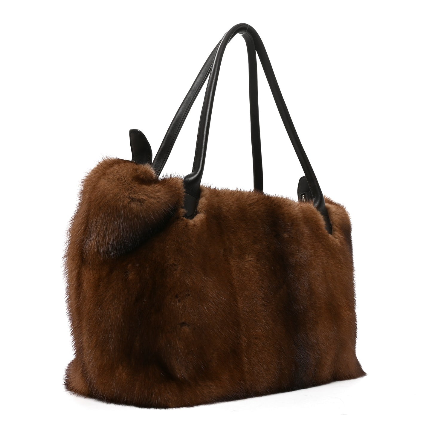 Mink Fur Lux Satchel Coffee