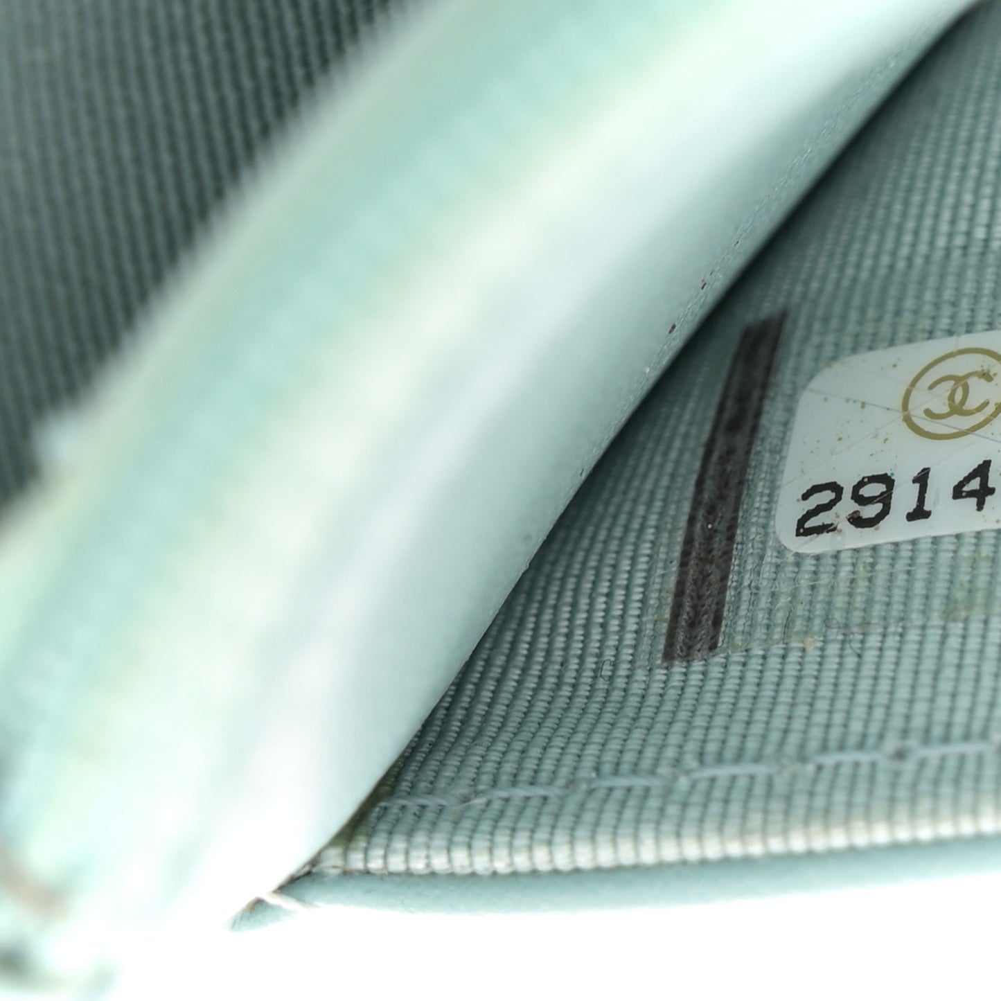 Aged Calfskin Quilted Gabrielle Wallet On Chain WOC Light Blue