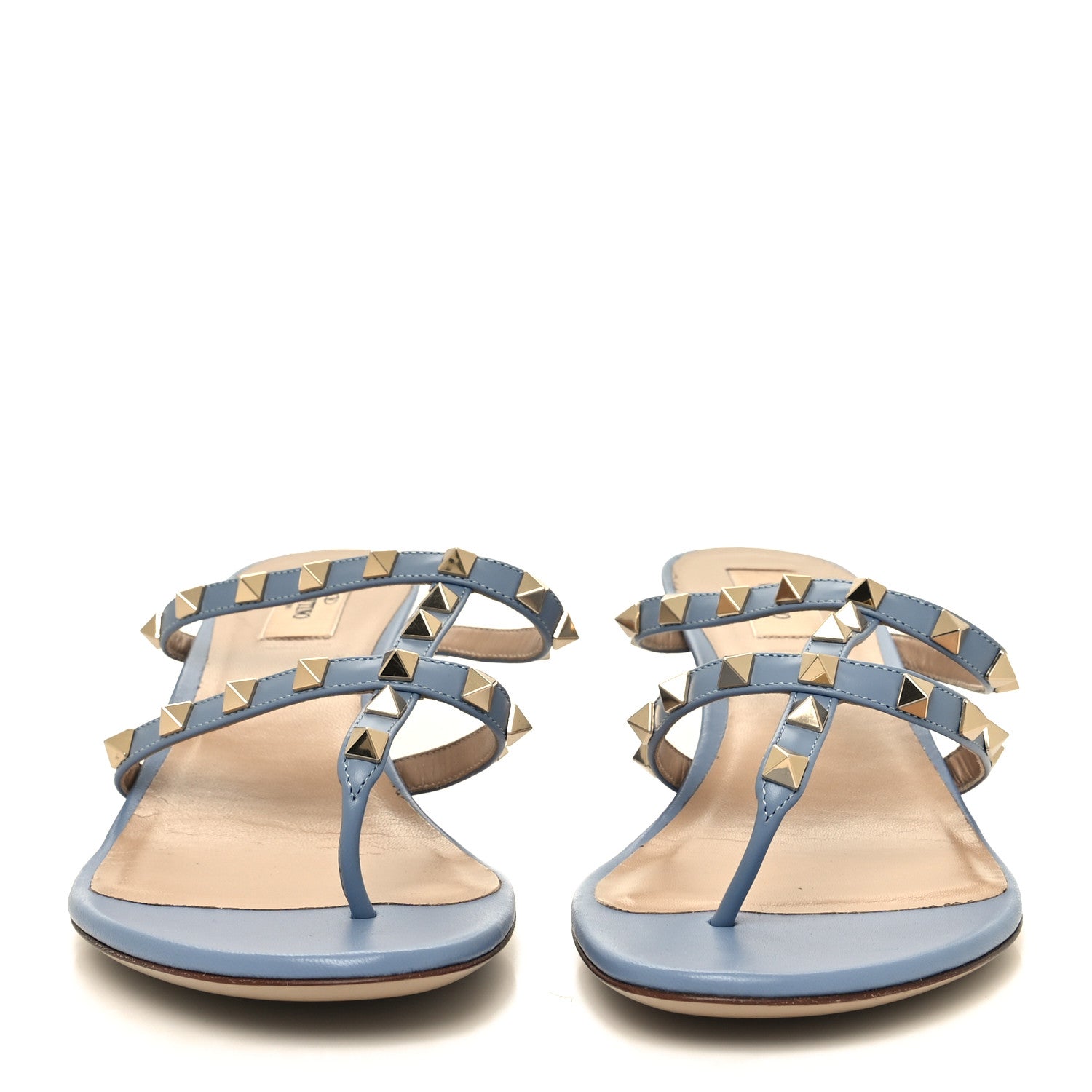 Valentino Garavani Calfskin Rockstud 50mm Flip Flop Thong Sandals 41 Niagara 2 of 9