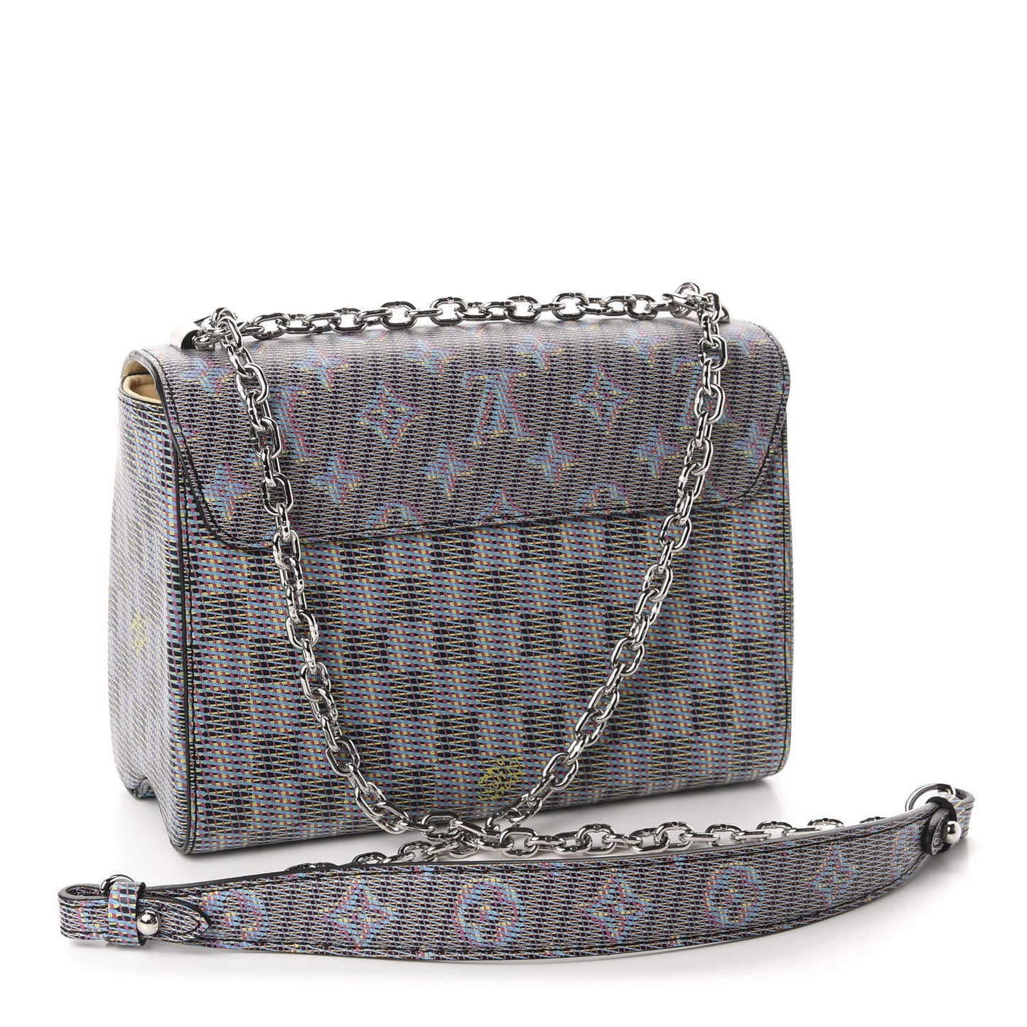 Calfskin Monogram LV Pop Twist Shoulder Bag MM Blue
