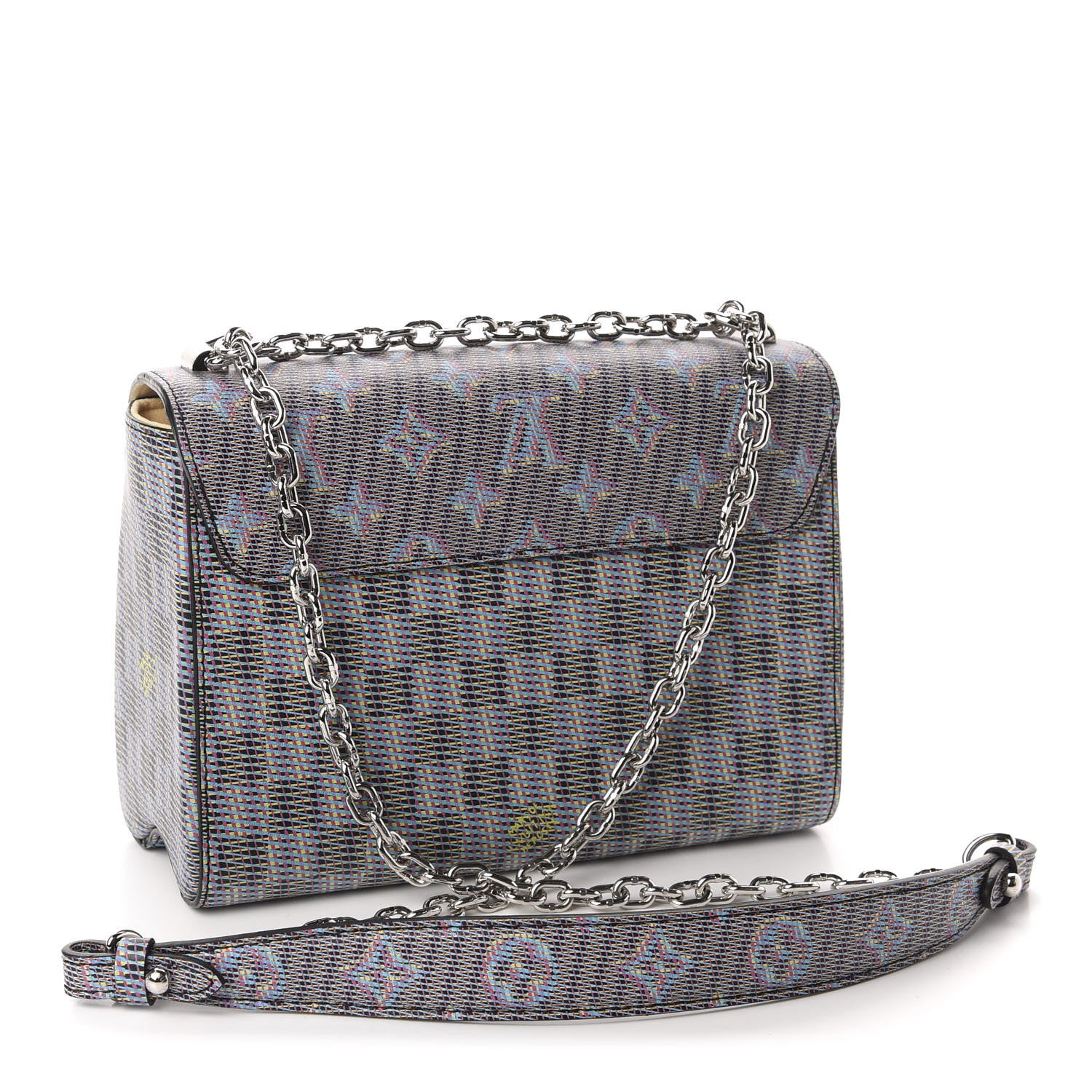 Louis Vuitton Calfskin Monogram LV Pop Twist Shoulder Bag MM Blue 3 of 10