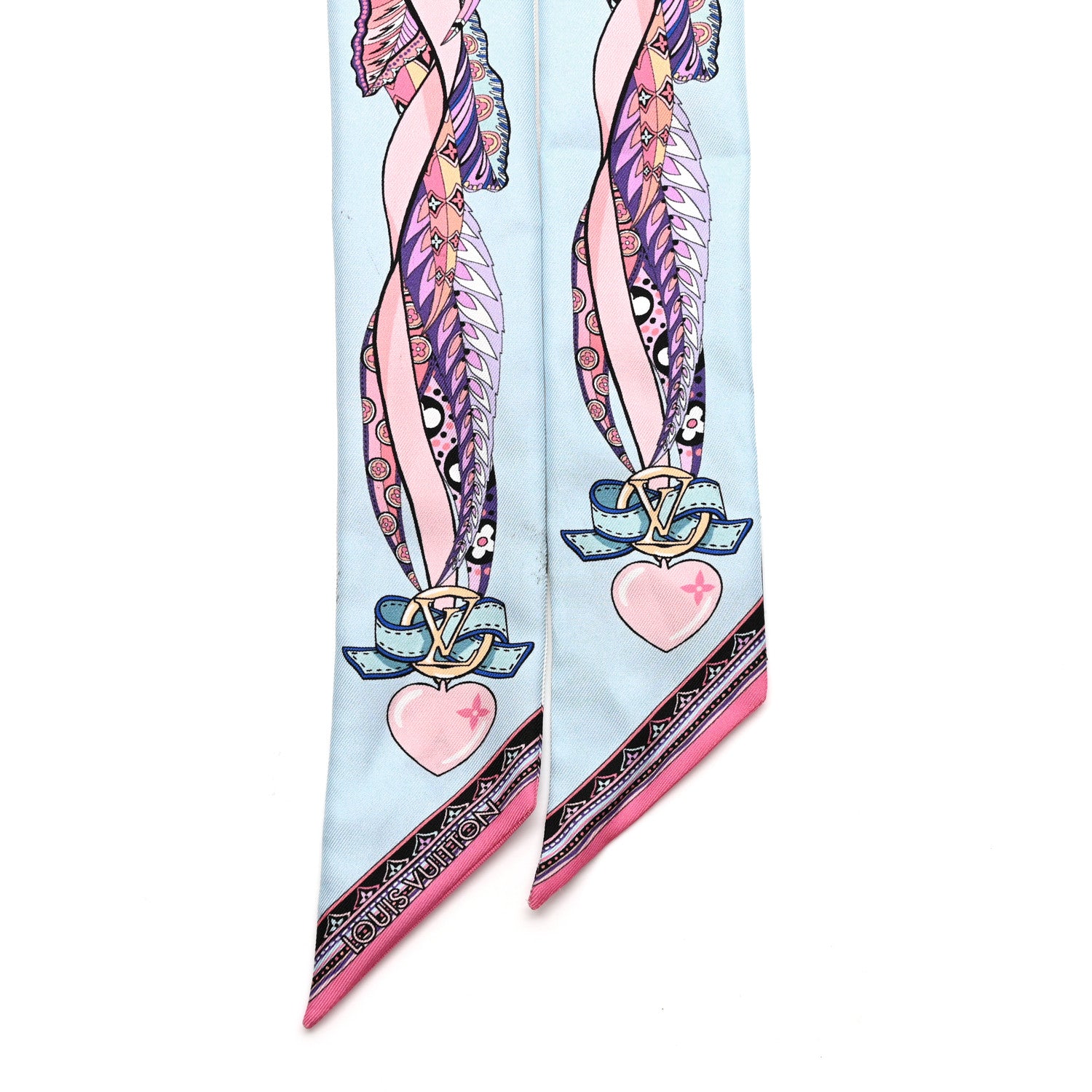 Louis Vuitton Silk Monogram Romance BB Bandeau Light Blue 2 of 4