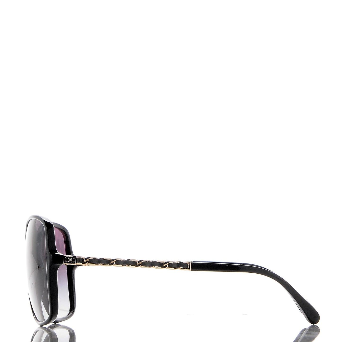 Lambskin Square Chain Sunglasses 5210-Q Black