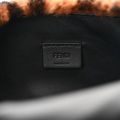 Fendi Shearling Vitello Dolce Macro FF 1974 Mini Baguette Tobacco Black 6 of 11