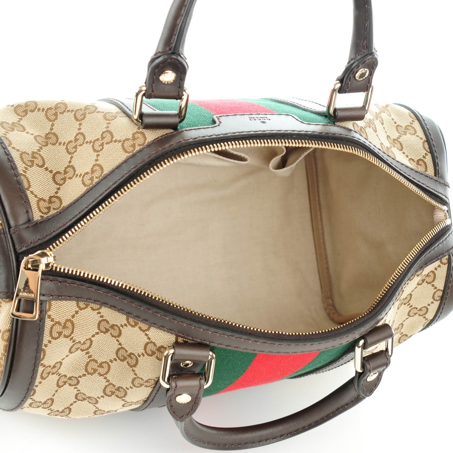 Gucci Monogram Vintage Web Medium Boston Dark Brown 5 of 7