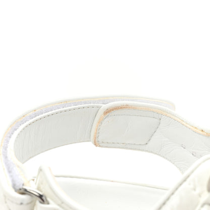 Chanel Laminated Lambskin Quilted Velcro Dad Sandals 37.5 White 10 of 15