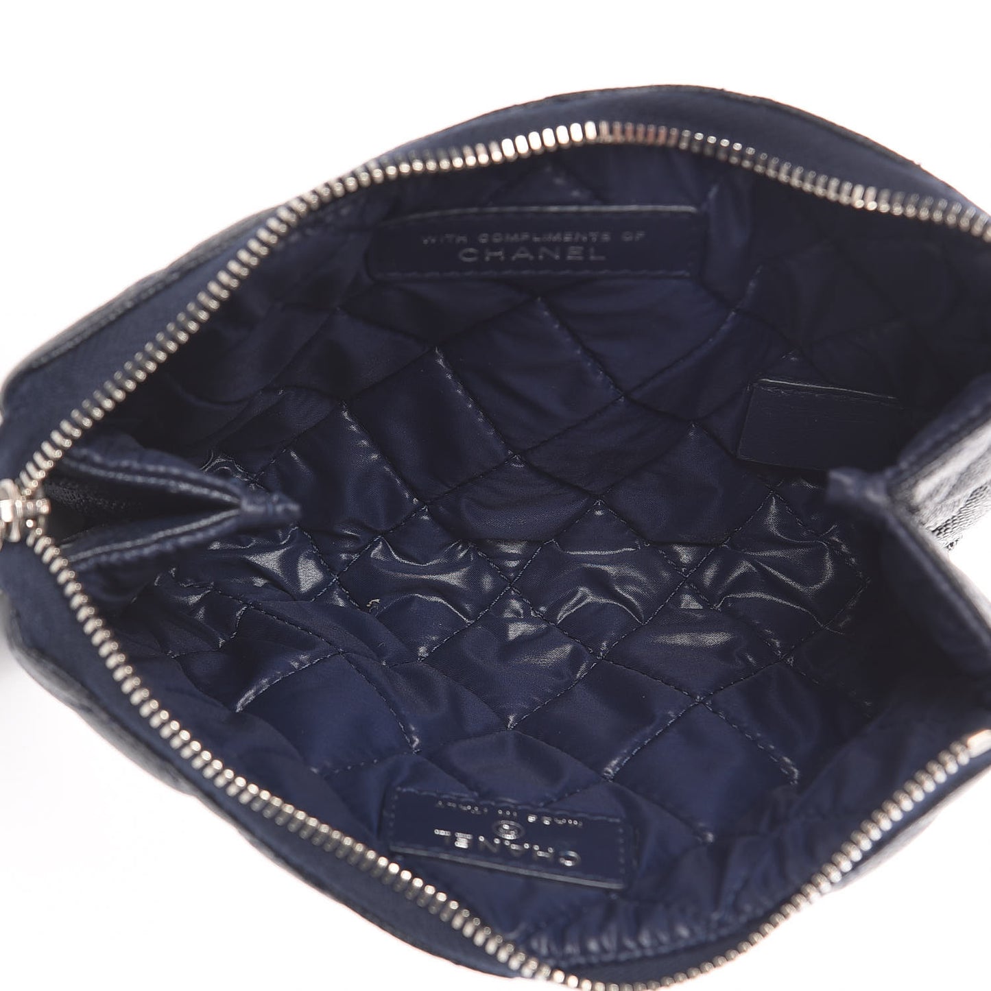 Caviar Quilted Small Pouch Navy