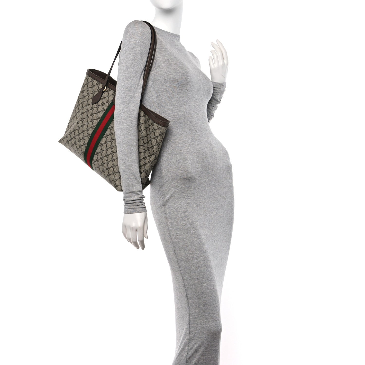 Gucci X BALENCIAGA BB Supreme Monogram Web Medium Ophidia Shopping Tote Beige New Acero 2 of 10