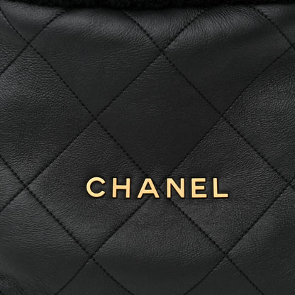 Chanel Shearling Aged Lambskin Quilted Small Chanel 22 Black 10 of 13