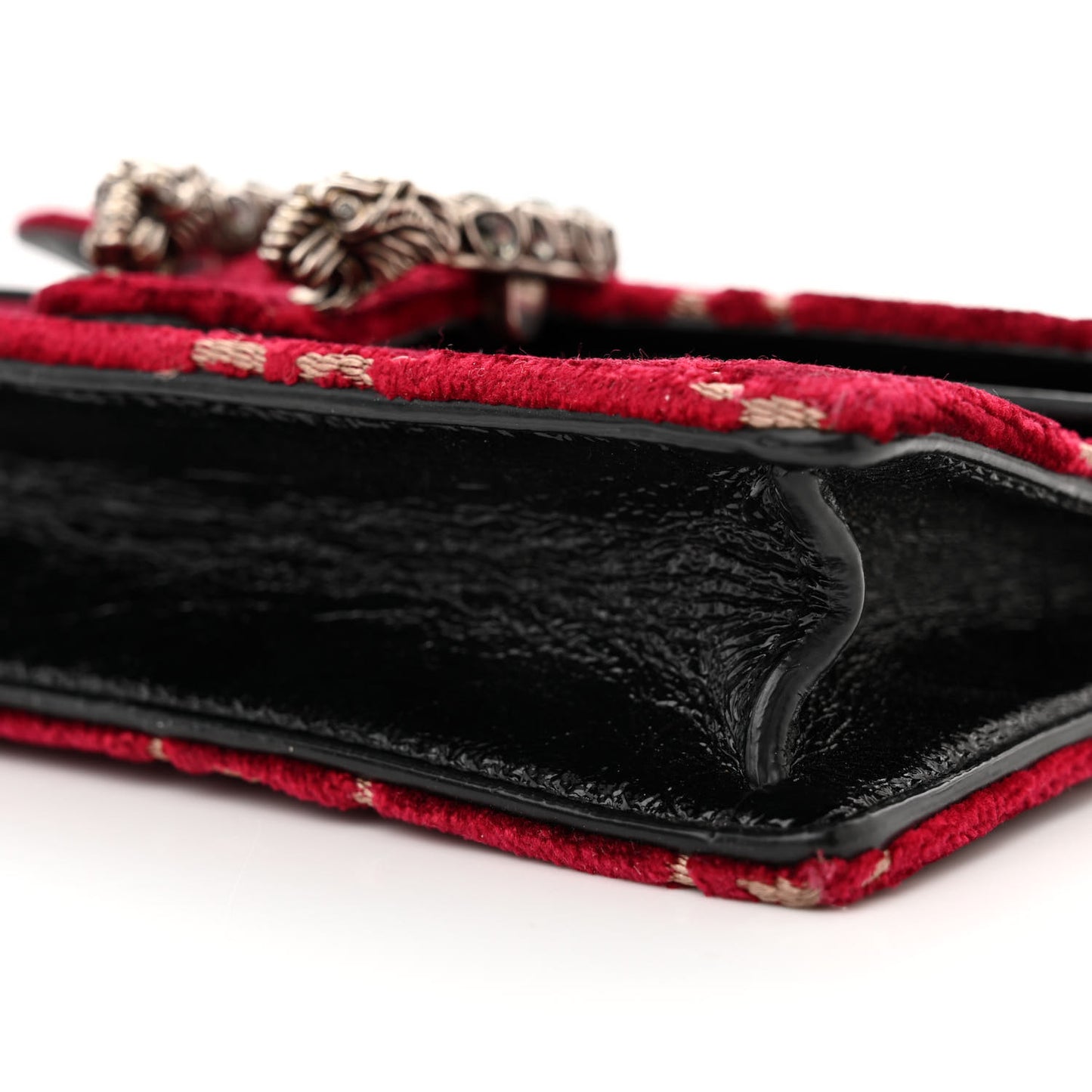 Velvet GG Monogram Super Mini Dionysus Shoulder Bag Red Cipria Black
