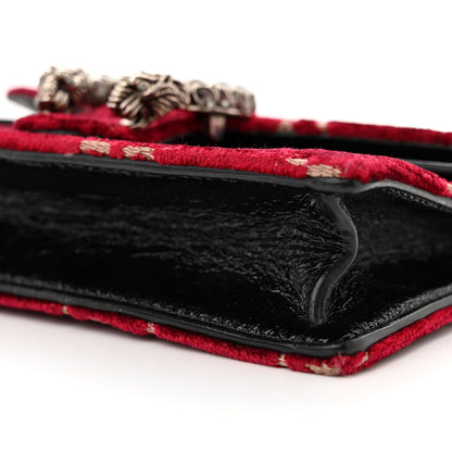 Gucci Velvet GG Monogram Super Mini Dionysus Shoulder Bag Red Cipria Black 9 of 9