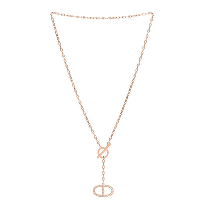 Hermes 18K Rose Gold Diamond GM Chaine D'Ancre Contour Pendant Necklace SH 3 of 8