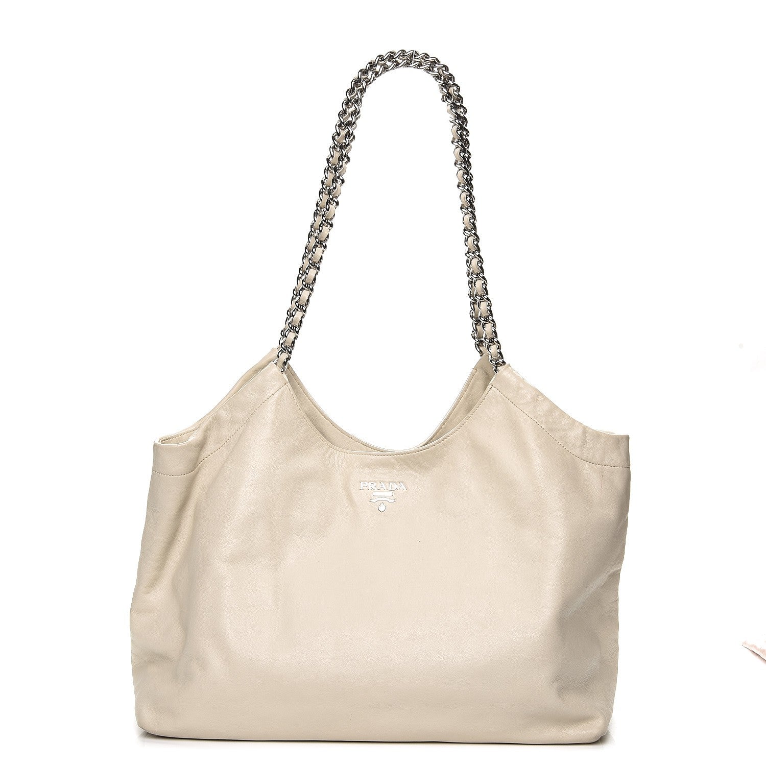 Prada Soft Calf Chain Tote Talco 2 of 20