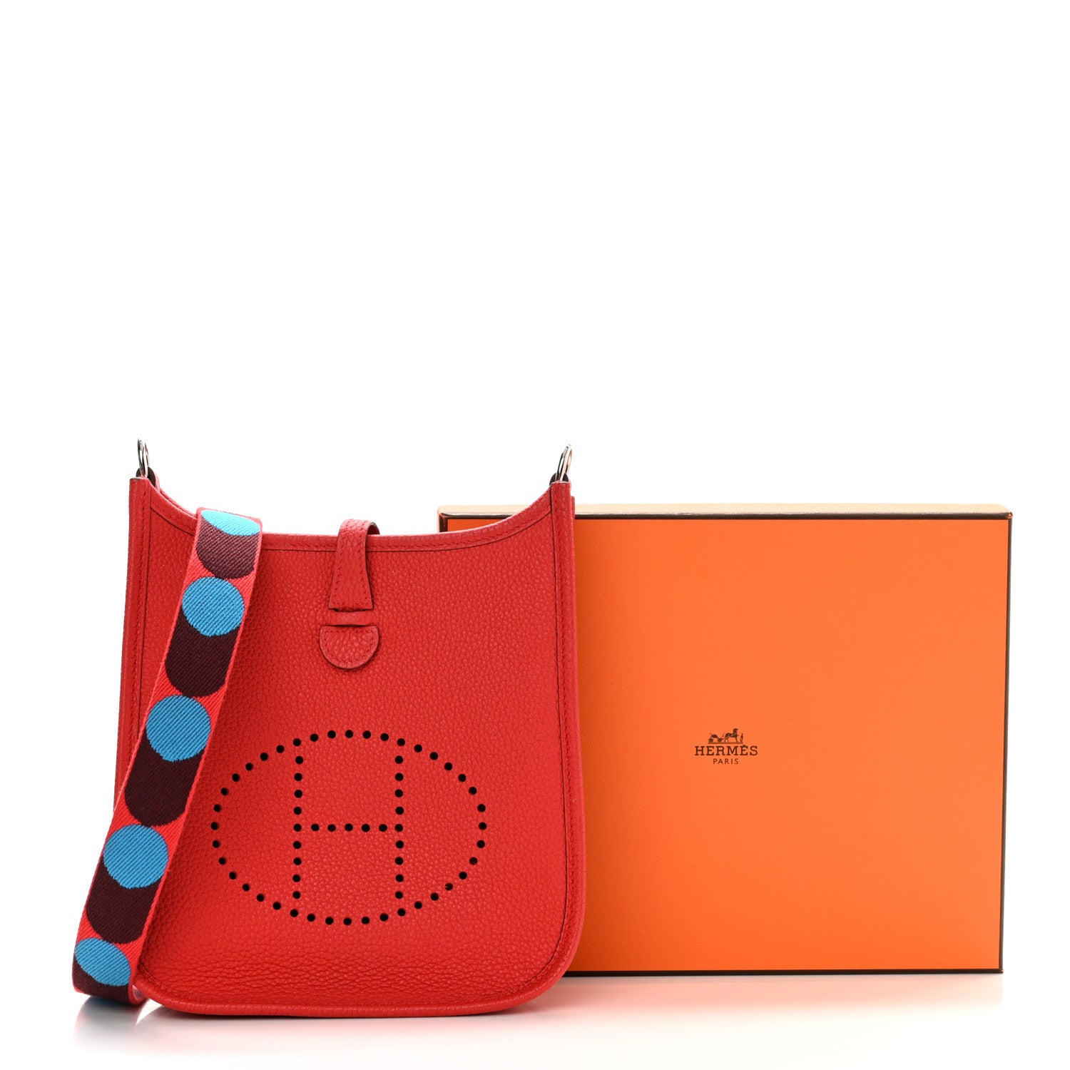 Hermes Taurillon Maurice Flipperball Sangle Evelyne TPM Rouge De Coeur Bleu Frida 12 of 12