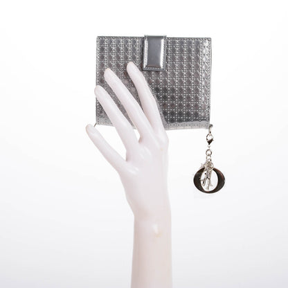 Christian Dior Metallic Patent Micro-Cannage Lady Dior Eden Wallet Silver 2 of 9