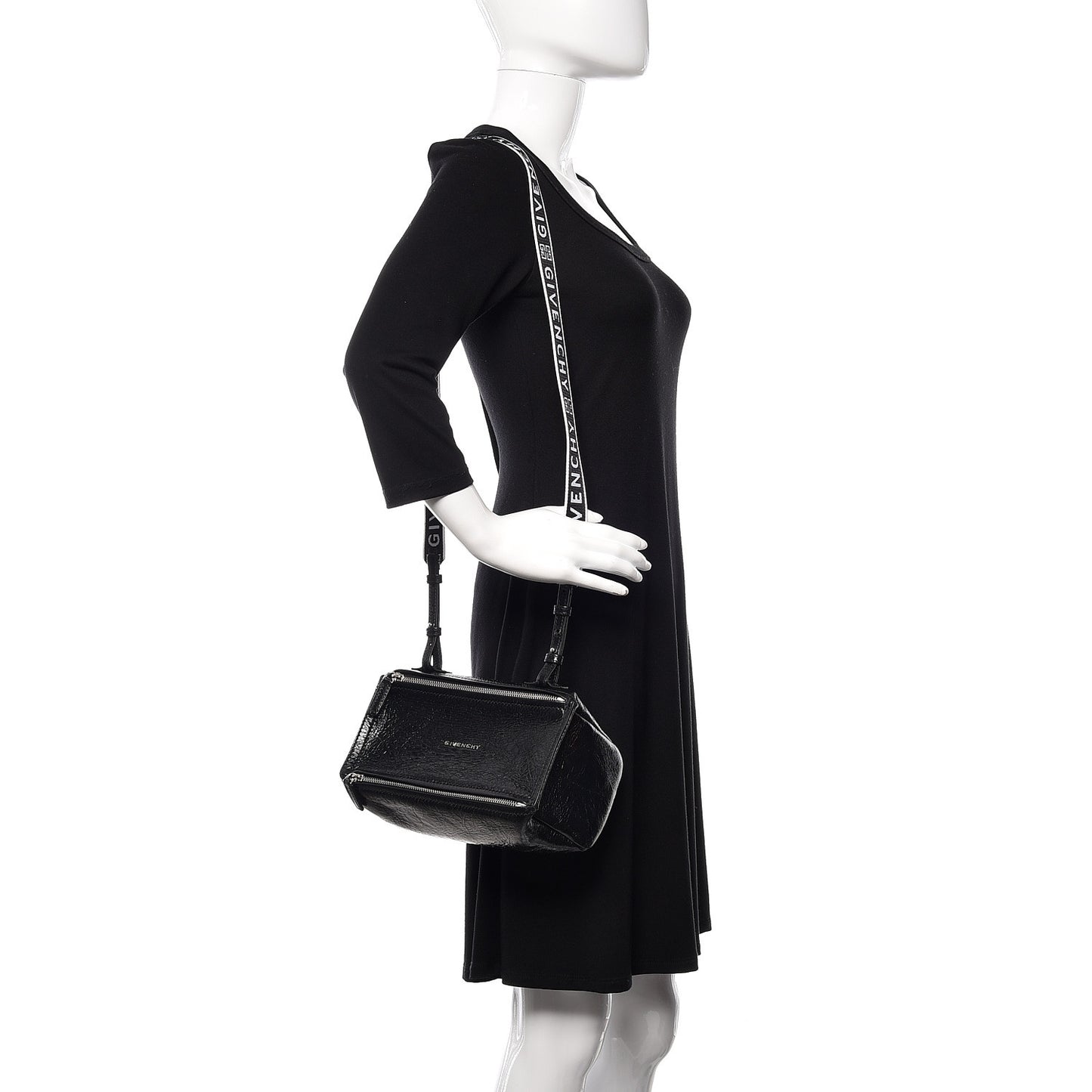 Crinkled Patent Deerskin Mini Pandora Black