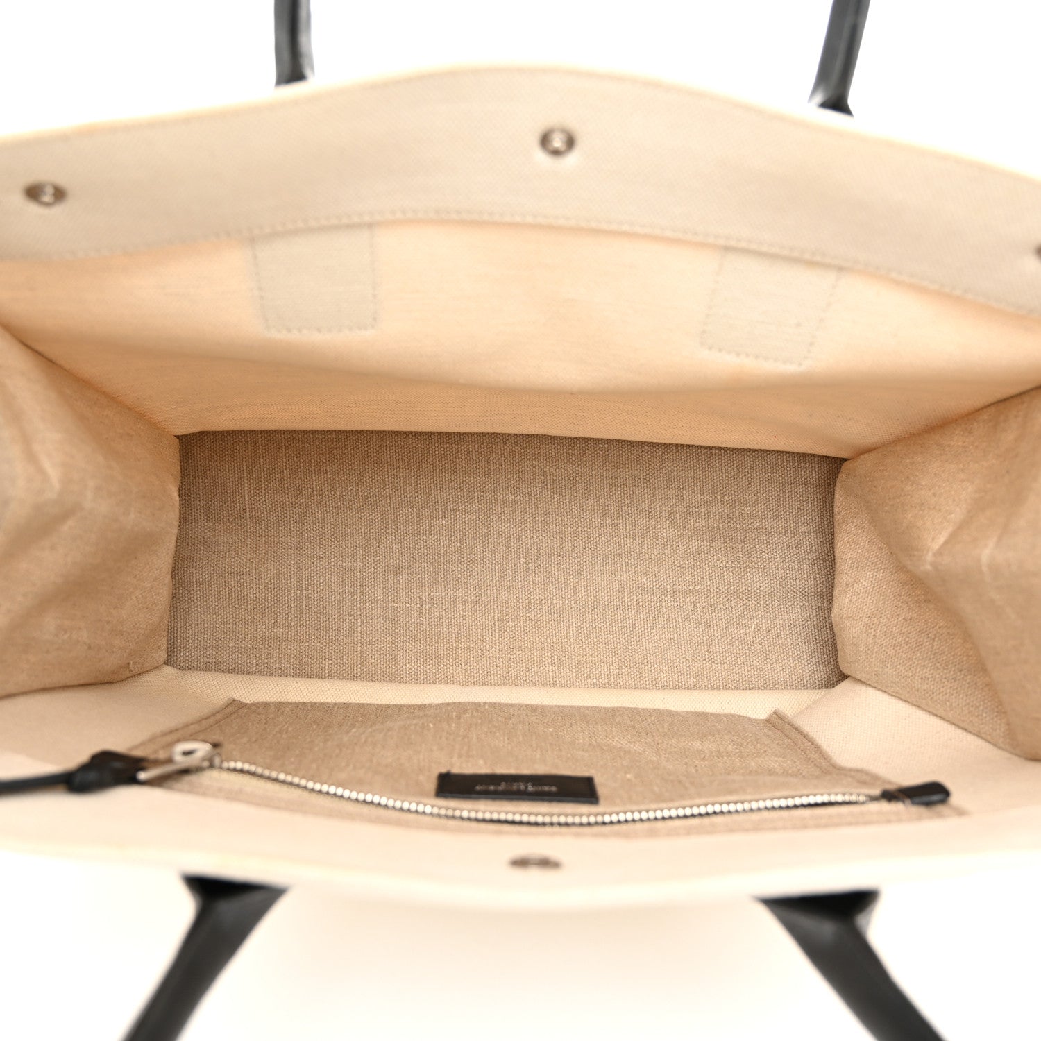 Saint Laurent Linen Calfskin Small Rive Gauche Tote Greggio Natural 5 of 12