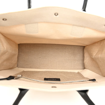 Saint Laurent Linen Calfskin Small Rive Gauche Tote Greggio Natural 5 of 12