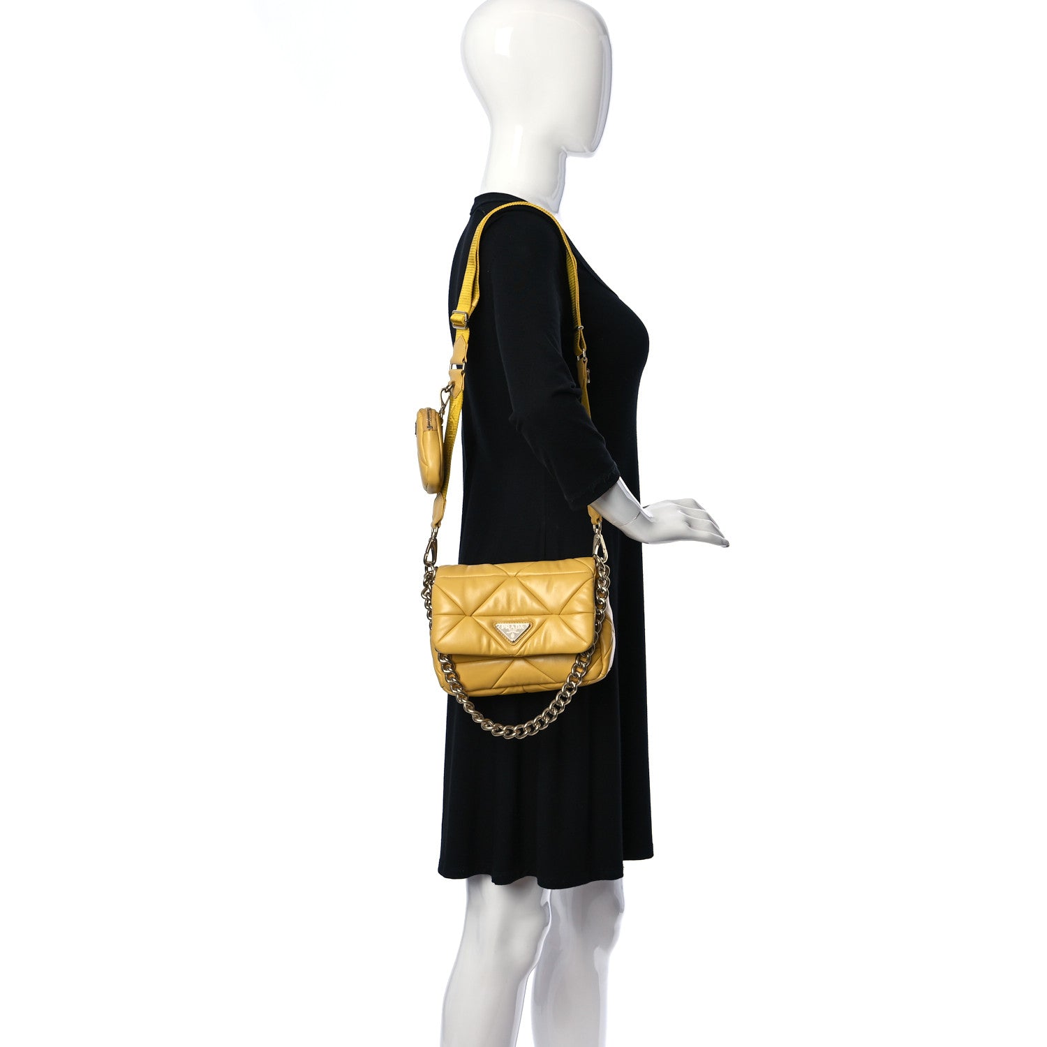 Prada Nappa Re-Nylon Triangle Quilted Patchwork System Flap Shoulder Bag Ginestra 2 of 9