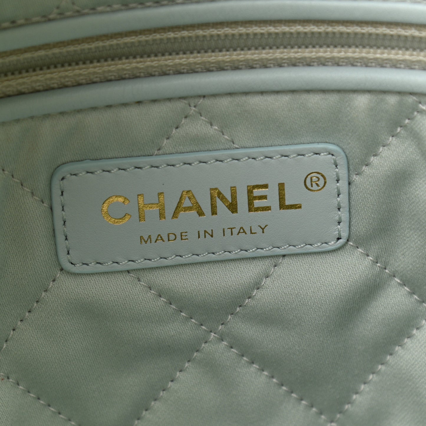 Iridescent Calfskin Quilted Chanel 22 Blue Green