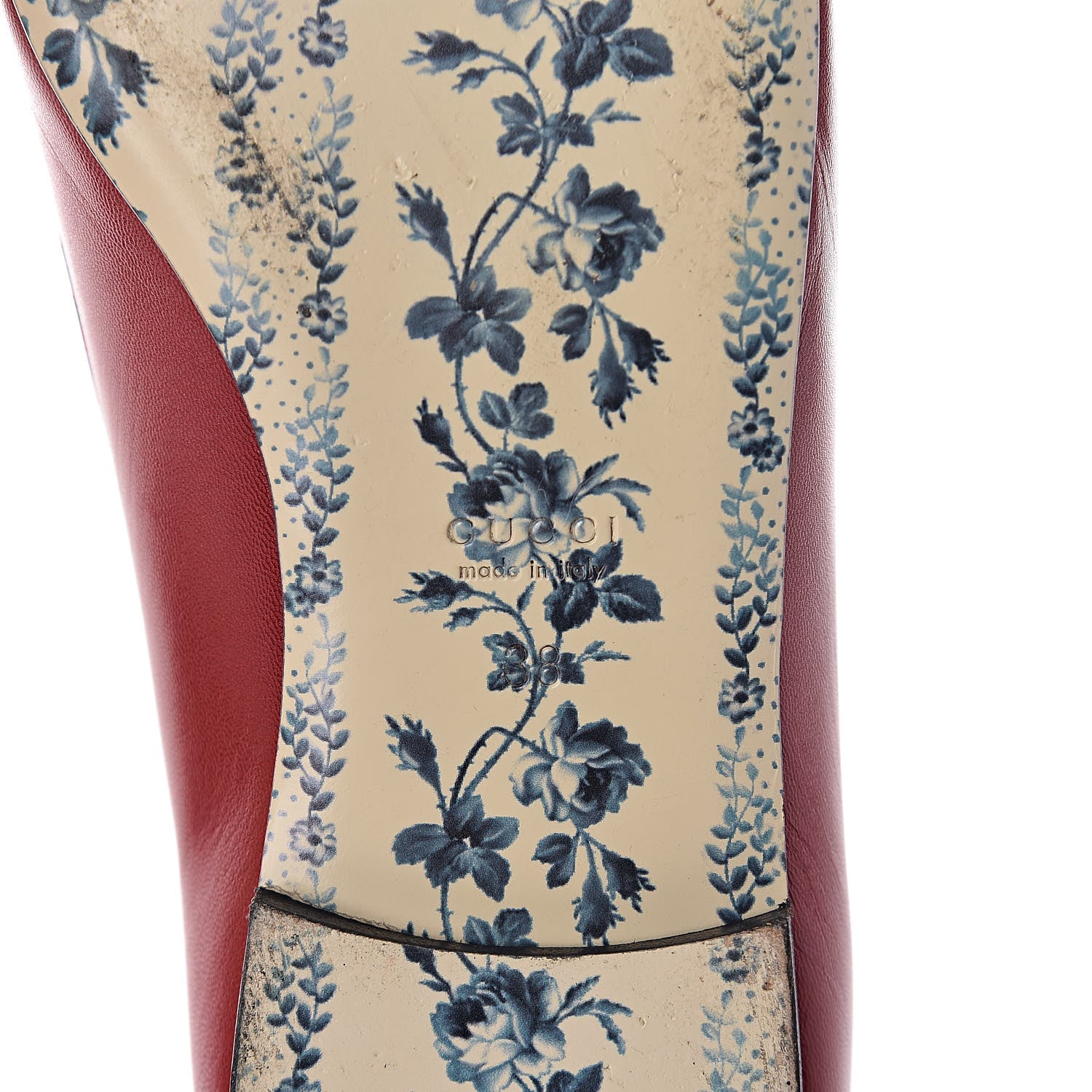 Gucci Malaga Kid Elaphe Yva Ballet Flats 38 Hibiscus Red 7 of 11