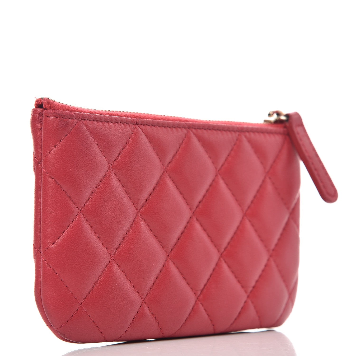 Chanel Lambskin Quilted Small Cosmetic Case Dark Pink 3 of 9