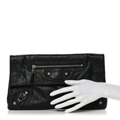 Balenciaga Agneau Giant 12 Silver Hardware Envelope Clutch Black 3 of 10
