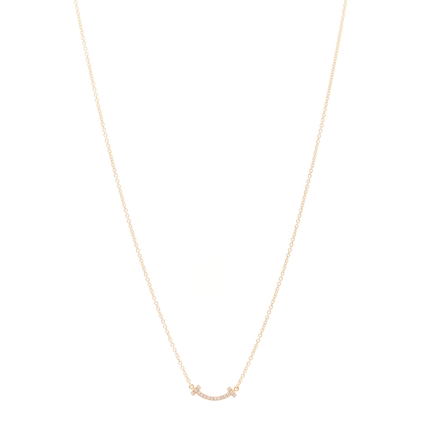 18K Rose Gold Diamond Mini T Smile Pendant Necklace